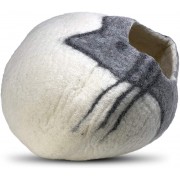 100% Natural Wool Large Cat Cave - Handmade Premium Shaped Felt - Makes Great Covered Cat House and Bed for Kitty. for Indoor Cozy Hideaway. Large Pod Soft Hooded Bed Area.