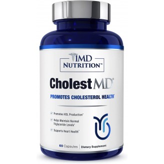 1MD Nutrition CholestMD - Support Healthy HDL & LDL Cholesterol Levels, Boost Heart Health | with Olive Leaf Extract, Bergavit, Niacin, Garlic | 60 Capsules