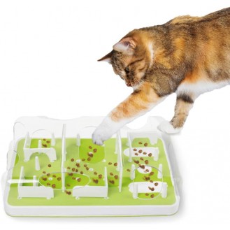 All for Paws Interactive Puzzle Cat Feeder, Treat Maze Toy Slow Feeder for Indoor Cats