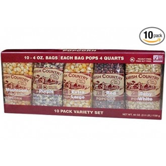 Amish Country Popcorn | 4 Ounce Variety Kernel Gift Set (10 Pack Assorted) | Old Fashioned with Recipe Guide (4oz Each, 10ct Total)