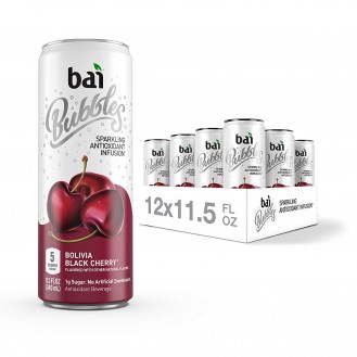 Bai Bubbles, Sparkling Water, Bolivia Black Cherry, Antioxidant Infused Drinks, 11.5 Fluid Ounce Cans, 12 Count