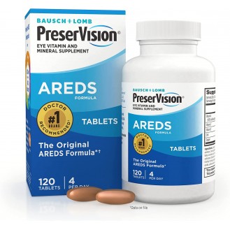 Bausch + Lomb PreserVision Vitamin and Mineral Supplement Tablets, 120 Count Bottle (Pack of 2)