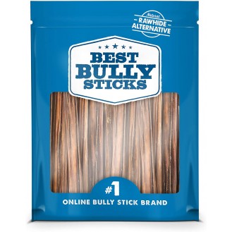 Best Bully Sticks 6-inch Gullet Thin Stick Dog Treats (25 Pack) - All-Natural Beef Dog Treats - Hollow, Quick Chew Snack for All Dogs - Great for Teething Puppies, Senior Dogs, Light Chewers