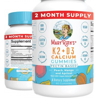 Calcium with Vitamin D3 & Vitamin K2 | 2 Month Supply | Calcium Supplement | Bone Support | Calcium with Vitamin D3 K2 Gummies | Vegan | Non-GMO | Gluten Free | 60 Count