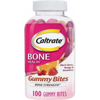 Caltrate Gummy Bites 500 mg Calcium and Vitamin D Supplement, Black Cherry, Strawberry, Orange - 100 Count