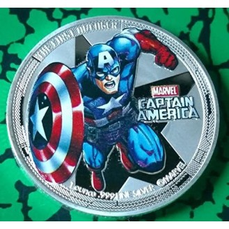 Captain America Superhero Colorized Silver Plated Challenge Art Coin Replica