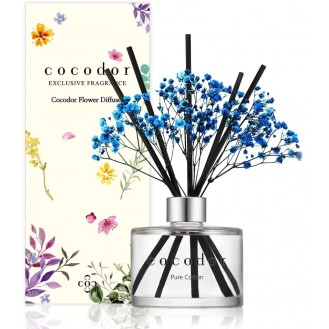 Cocodor Preserved Real Flower Reed Diffuser / Pure Cotton / 6.7oz(200ml) / 1 Pack / Reed Diffuser Set, Oil Diffuser & Reed Diffuser Sticks, Home Decor & Office Decor, Fragrance and Gifts