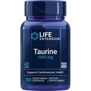 Life Extension Taurine 1000 mg – For Muscle, Liver, Heart, Nerve, Brain & Eye Health - Promotes Overall Cardiovascular Health - Gluten-Free, Non-GMO – 90 Vegetarian Capsules