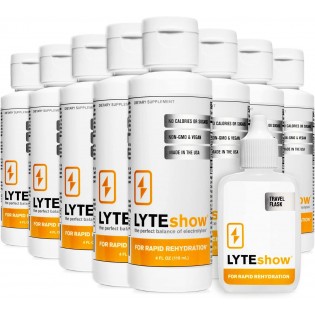 LyteShow Sugar-Free Electrolyte Supplement for Hydration and Immune Support - 8 Pack, 320 Servings - Keto Friendly - Zinc and Magnesium for Rapid Rehydration, Workout, Muscle Recovery, Energy - Vegan