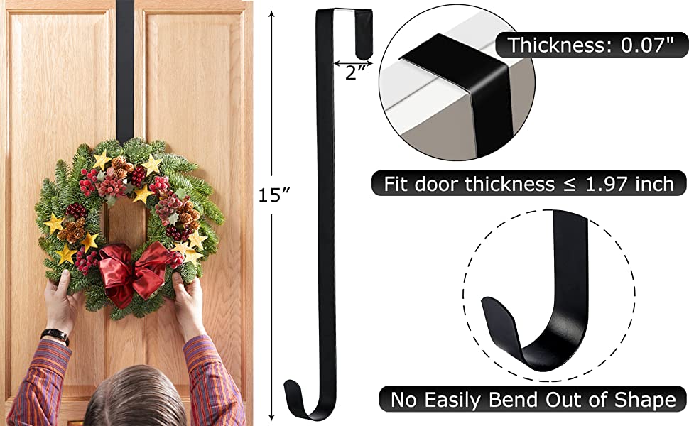 15quot-Wreath-Hanger-for-Front-Door---Halloween-Christmas-Easter-Decoration-Metal-Over-The-Door-Sing-B098QR56GH