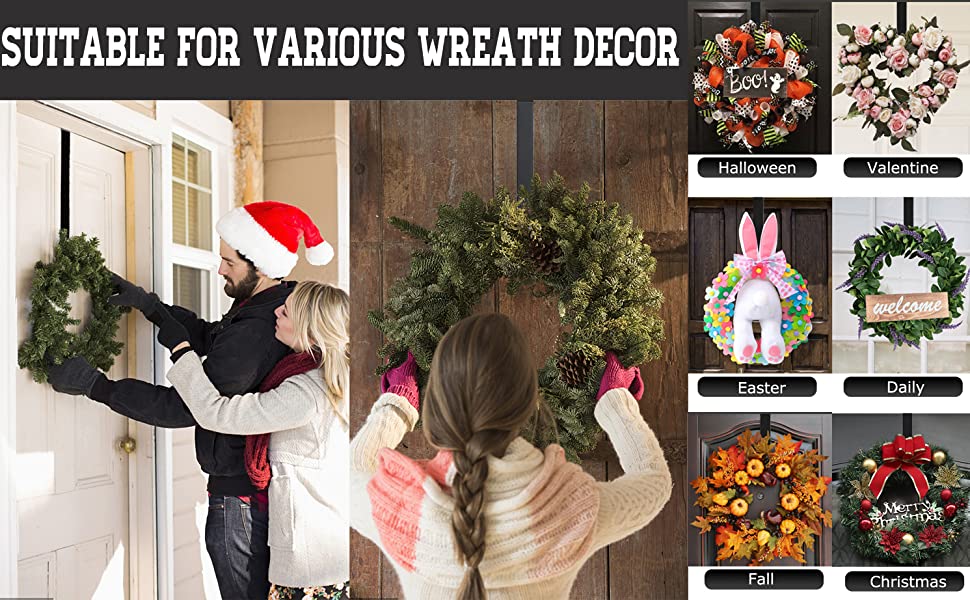 15quot-Wreath-Hanger-for-Front-Door---Halloween-Christmas-Easter-Decoration-Metal-Over-The-Door-Sing-B098QR56GH